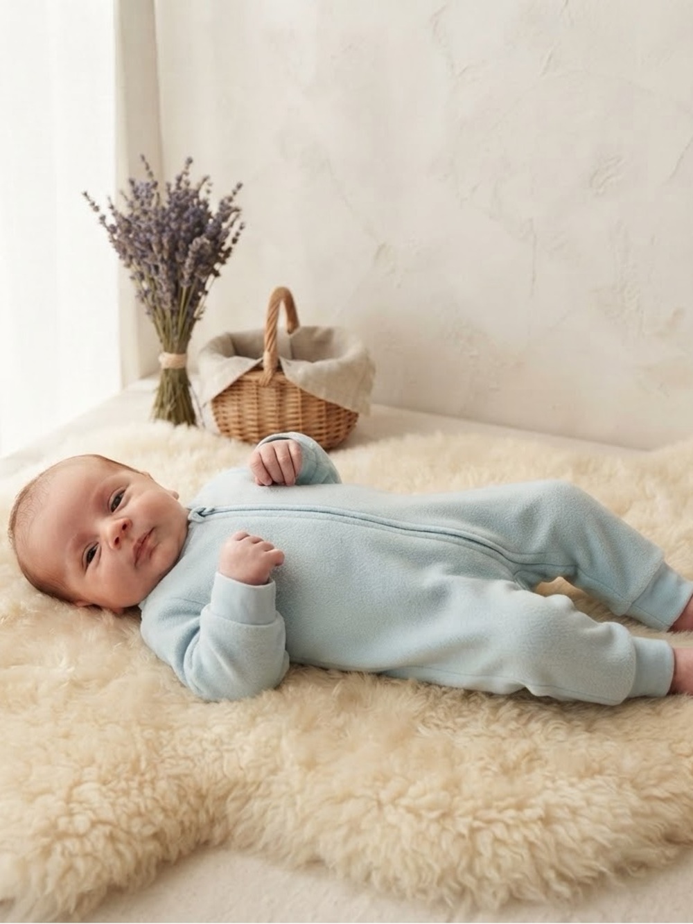 H&M Ocean Blue Fleece Zip-Front Sleeper Jumpsuit